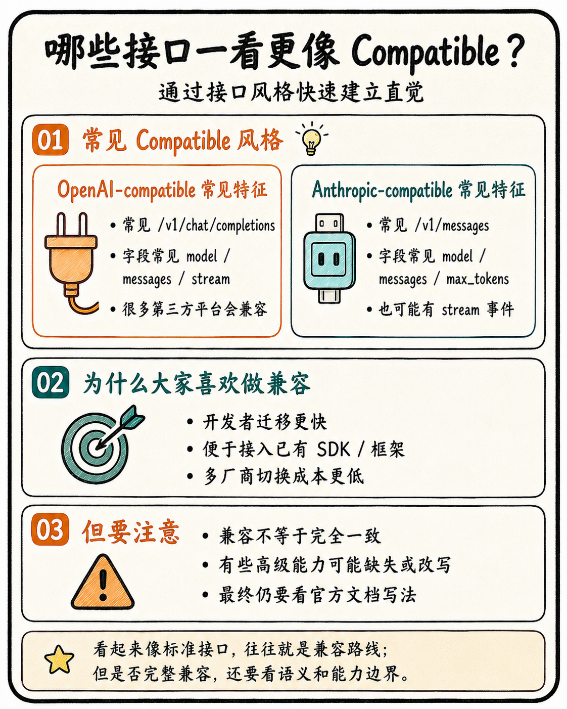 哪些接口更像 Compatible：OpenAI-compatible 与 Anthropic-compatible 的常见特征。