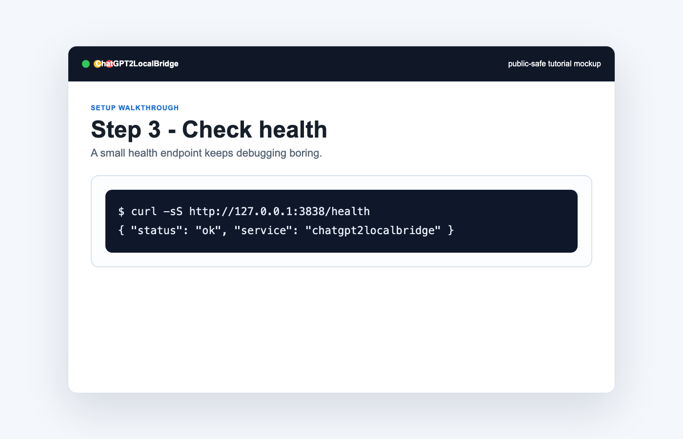 Health check screenshot