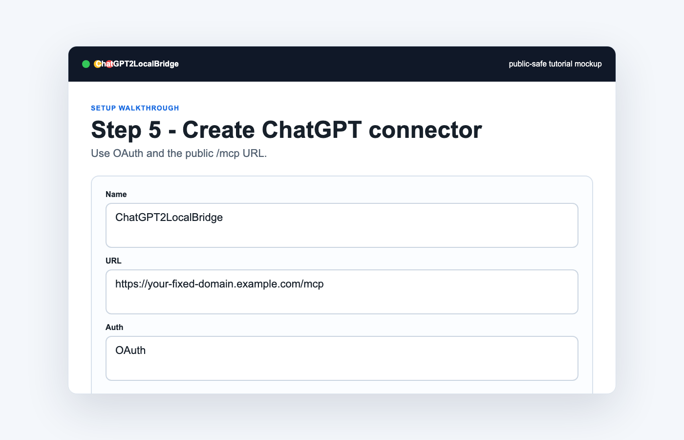 Connector setup screenshot